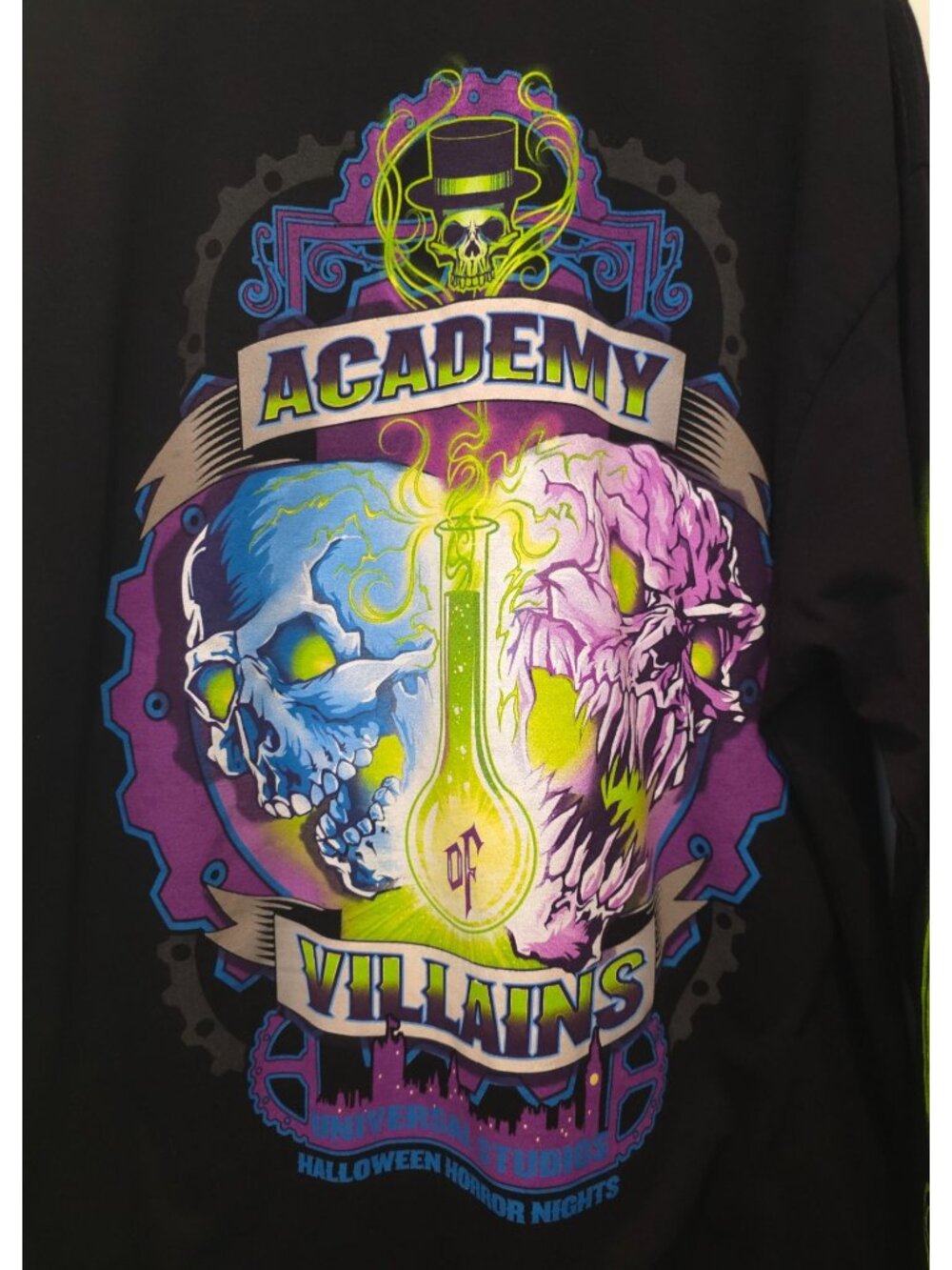 NWT Universal Studios Halloween Horror Nights Academy Of Villains Black Shirt XL - Picture 4 of 9